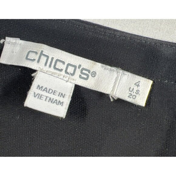 Chicos Women's Top Size 20 XXL 2X Solid Black Bell Lace 3/4 Sleeves Button Up - Picture 3 of 8